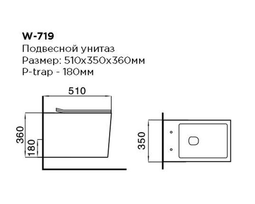 Подвесной унитаз керамический Black&White W-719 с микролифтом