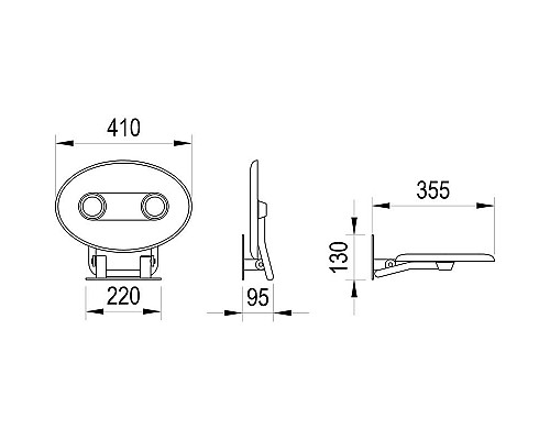Сиденье для душа Ravak Ovo P II Clear/Black B8F0000056 Прозрачное Черное