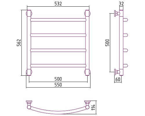 Полотенцесушитель водяной 500х500 черный матовый Сунержа Галант+ 31-0200-5050
