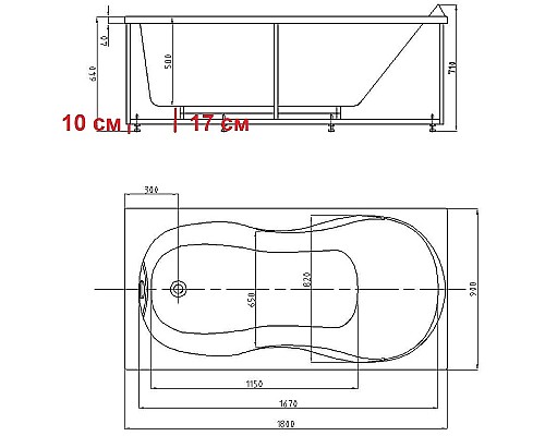 Акриловая ванна Aquatek Мартиника 180х90 MAR180-0000053 без панелейсо слив-переливом