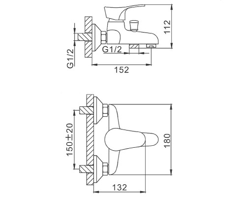 Смеситель для ванны Frap H14 F3014-B Хром