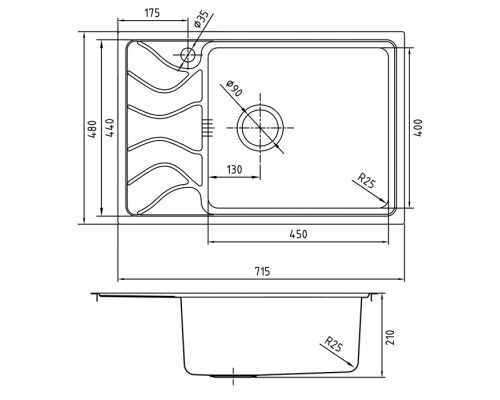 Мойка кухонная из нержавеющей стали IDDIS Reeva REE71SRi77