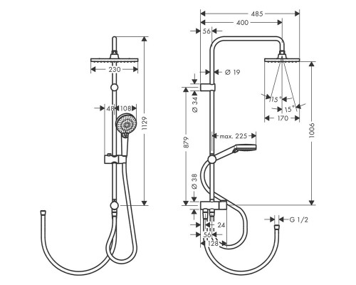 Душевая стойка Hansgrohe Vernis Shape хром 26289000