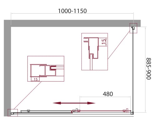 Душевой уголок BelBagno UNIQUE-AH-1-100/115-90-C-Cr