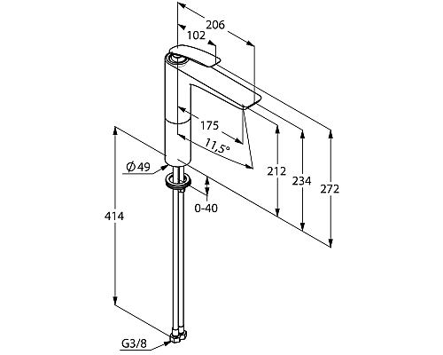 Смеситель для раковины Kludi Balance 522968775 Черный Хром
