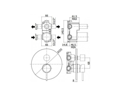 Смеситель Paffoni Light LIG018BO с внутренней частью, для ванны с душем, белый
