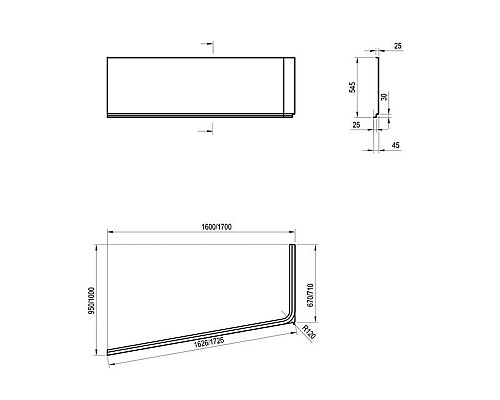 Передняя панель для ванны Ravak 170 L белая CZ81100A00