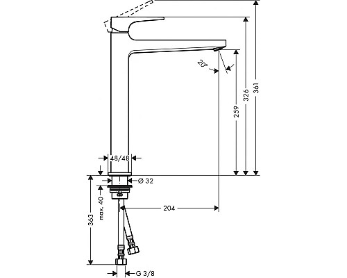 Смеситель для раковины-чаши Hansgrohe Metropol однорычажный белый матовый 32512700