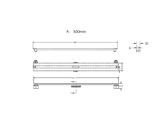 Душевой лоток BERGES SUPER Slim 500 хром глянец боковой