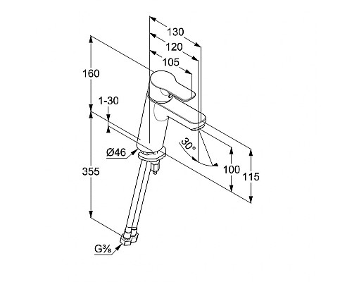 Однорычажный смеситель на умывальник Kludi Pure&Easy 372920565