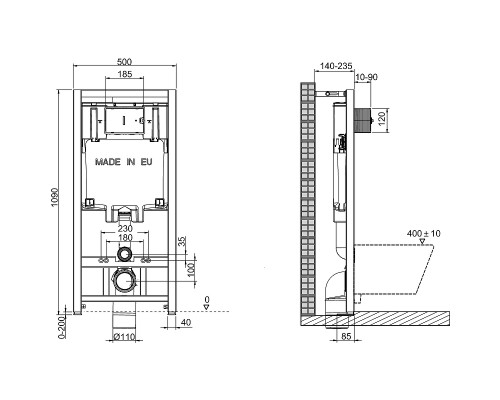 Комплект унитаза с инсталляцией Jacob Delafon Elite E21742RU-00 с сиденьем Микролифт и клавишей смыва