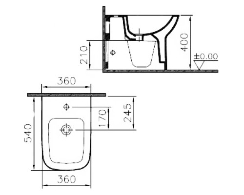 Пристенное биде VitrA S20