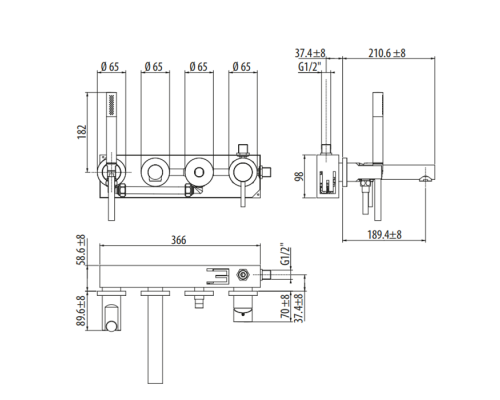 Смеситель для ванны Gattoni Circle One цвет Nero Opaco