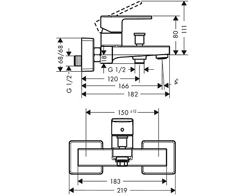 Смеситель для ванны Hansgrohe Vernis Shape 71450670 Черный матовый