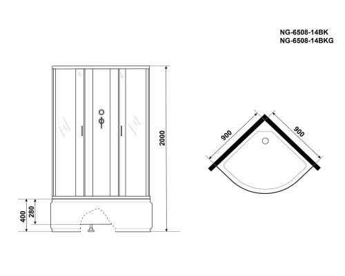 Душевая кабина Niagara Classic 90x90 NG-6508-14BKG с гидромассажем