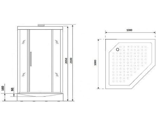 Душевая кабина Niagara Lux NG-7717WBK 100x100 без гидромассажа