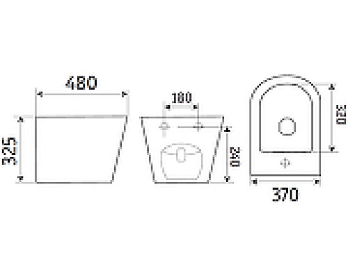 Биде CeramaLux В2342BDMHL подвесное Голубое матовое