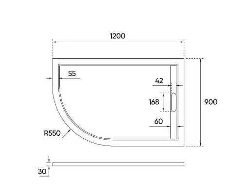 Душевой поддон из искусственного камня Veconi Tezeo 120x90 R Белый