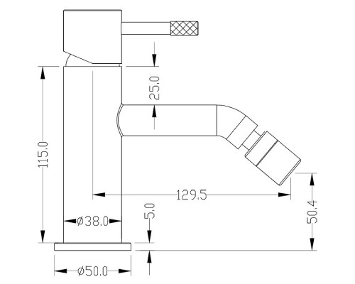 Смеситель для биде Boheme Uno 466-BCR Черный матовый Хром