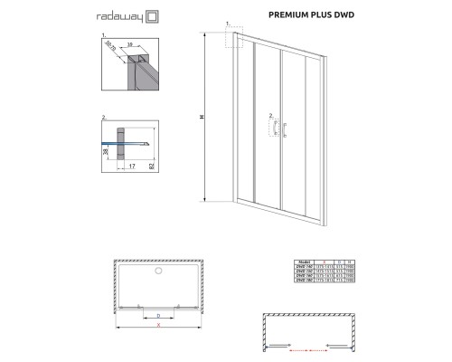 Душевая дверь Radaway Premium Plus DWD 160 профиль Хром стекло прозрачное