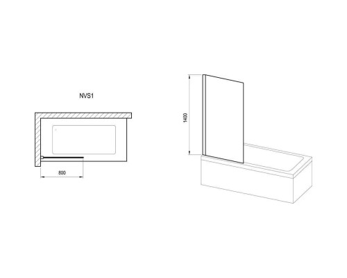 Шторка на ванну Ravak Nexty NVS1-80 7O840U00Z1 профиль Сатин стекло Transparent