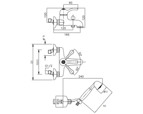 Смеситель для ванны Migliore Lem Swarovski 18890 Золото