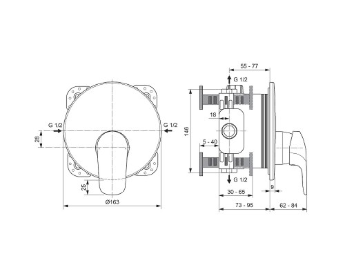 Смеситель для душа Ideal Standard Ceraflex A6724AA Хром