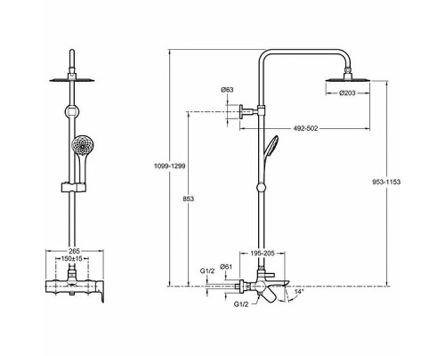 Душевая система Jacob Delafon Aleo E97825RU-4-CP Хром
