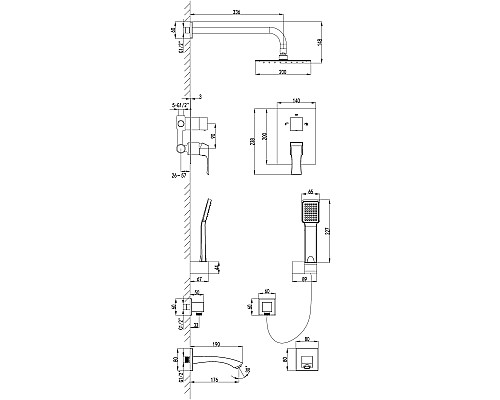 Смеситель Lemark Unit LM4522C для ванны и душа, встраиваемый