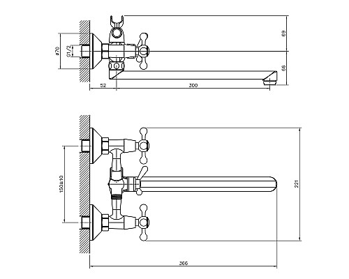 Смеситель для ванны Decoroom DR53043 Хром