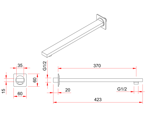 Кронштейн для верхнего душа Berges Ventas S 074007 Хром сильвер