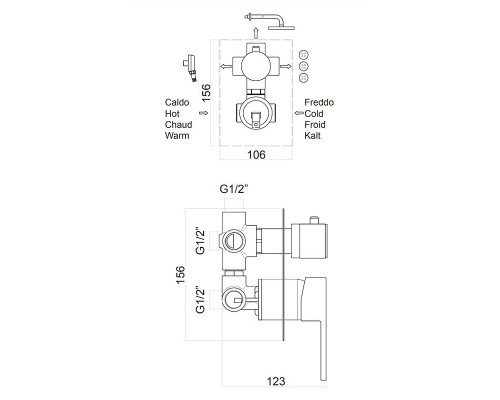 Смеситель для душа Fiore Kube 100CR7501 Хром