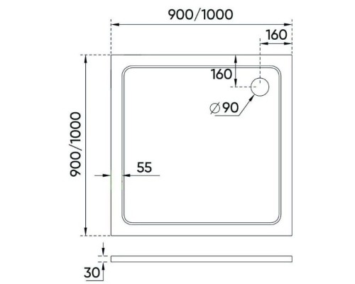 Душевой поддон из искусственного камня Veconi Tezeo 90x90 Белый