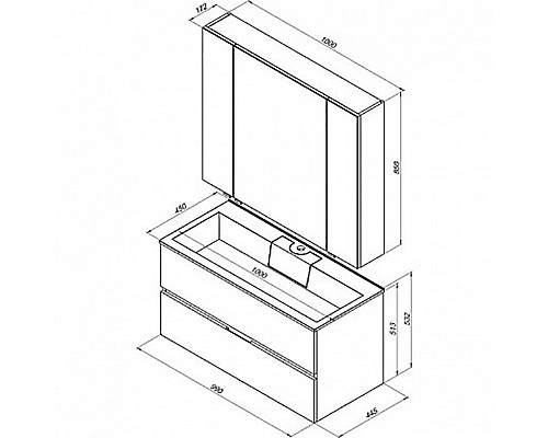 Тумба под раковину Aquanet Алвита 100 240112 подвесная Серый антрацит