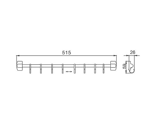 Вешалка для полотенец Haiba HB209-8 Хром