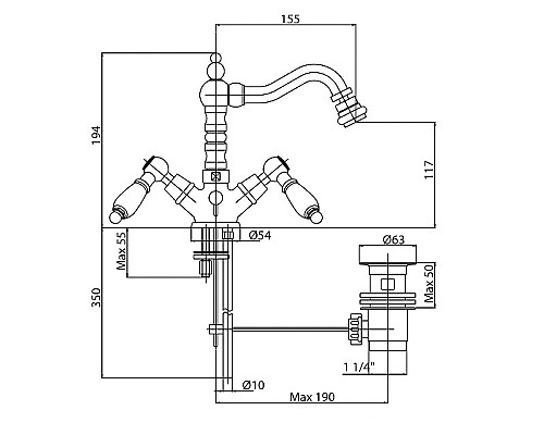 Смеситель для биде Cezares FIRST-BS2-03/24-M