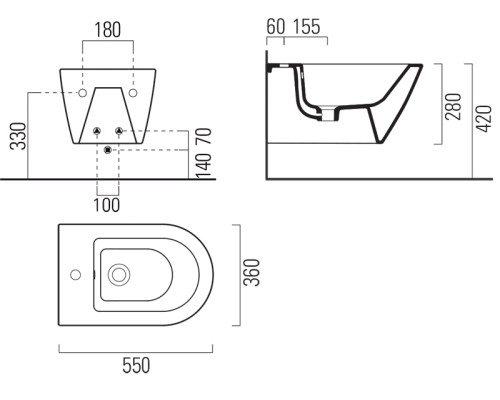 Биде GSI Kube X 9465111 подвесное Белое