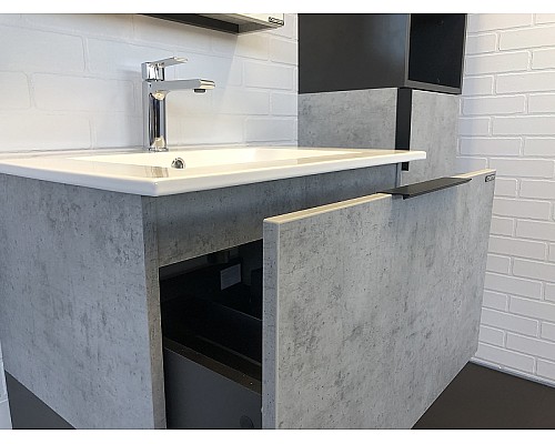 Тумба с раковиной Comforty Франкфурт 60 00-00004332 подвесная Бетон светлый Черная матовая