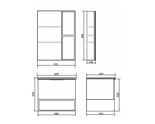 Тумба с раковиной Comforty Франкфурт 60 00-00004332 подвесная Бетон светлый Черная матовая