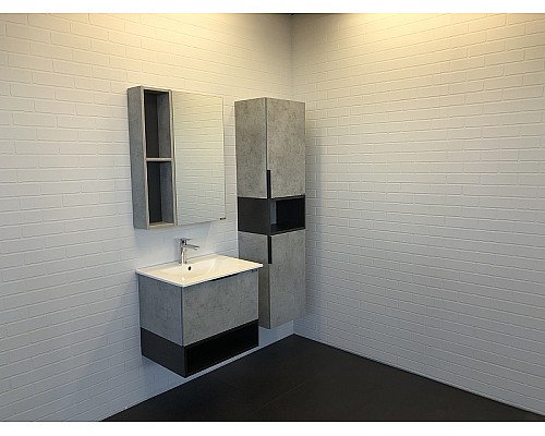 Тумба с раковиной Comforty Франкфурт 60 00-00004332 подвесная Бетон светлый Черная матовая