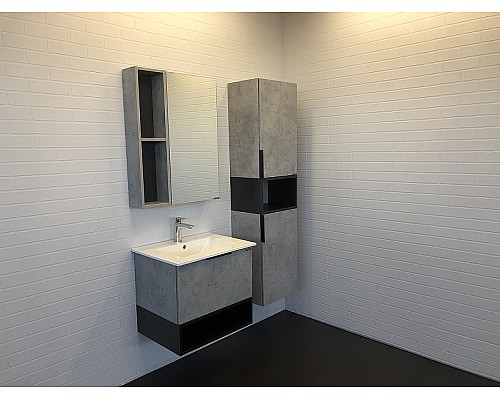 Тумба с раковиной Comforty Франкфурт 60 00-00004332 подвесная Бетон светлый Черная матовая