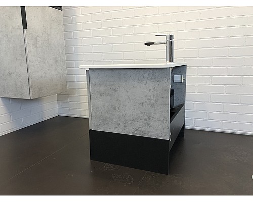 Тумба с раковиной Comforty Франкфурт 60 00-00004332 подвесная Бетон светлый Черная матовая