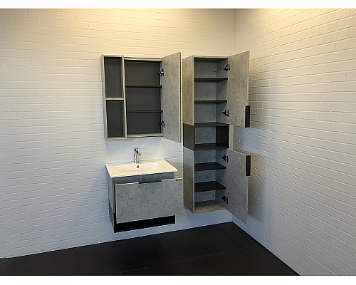 Тумба с раковиной Comforty Франкфурт 60 00-00004332 подвесная Бетон светлый Черная матовая