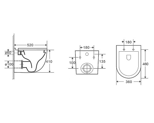 Унитаз CeramaLux 2198MB подвесной Черный матовый с сиденьем Микролифт