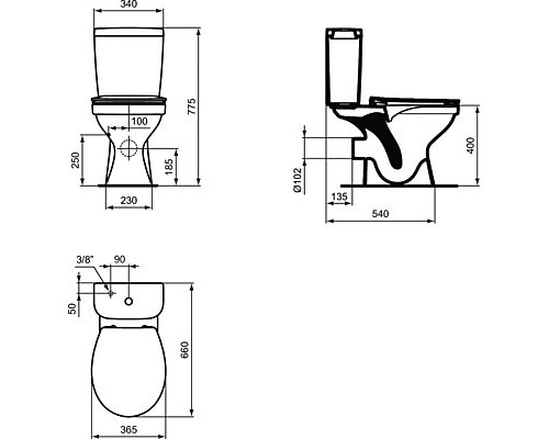 Унитаз компакт Ideal Standard Simplicity с бачком и сиденьем Микролифт