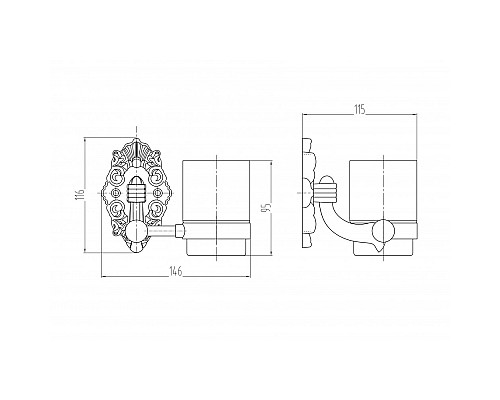 Держатель со стаканом настенный MILACIO Valls, бронза MC.922.BR
