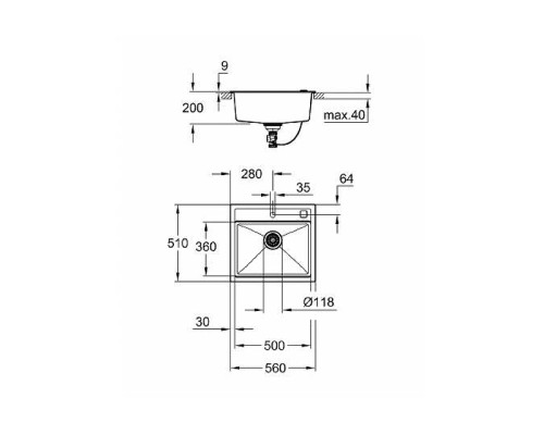 Кухонная мойка Grohe K700 56 Серый гранит