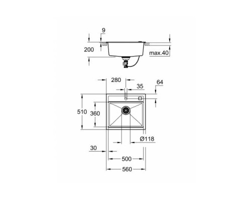 Кухонная мойка Grohe K700 56 Серый гранит