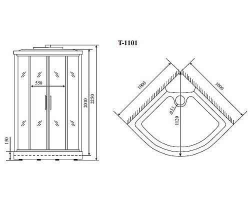 Душевая кабина Timo Standart 100х100 T-1101P без гидромассажа