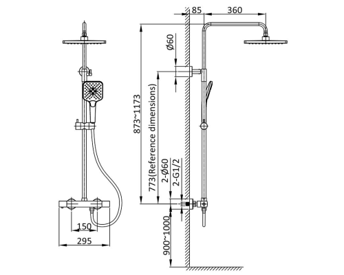 Душевая система Vincea Next VSFS-1N0TMB с термостатом Черная матовая